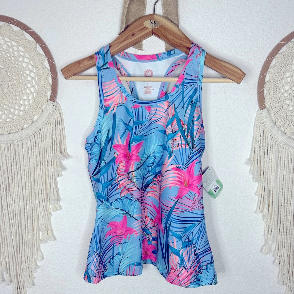 Brisos floral print athletic tank top medium